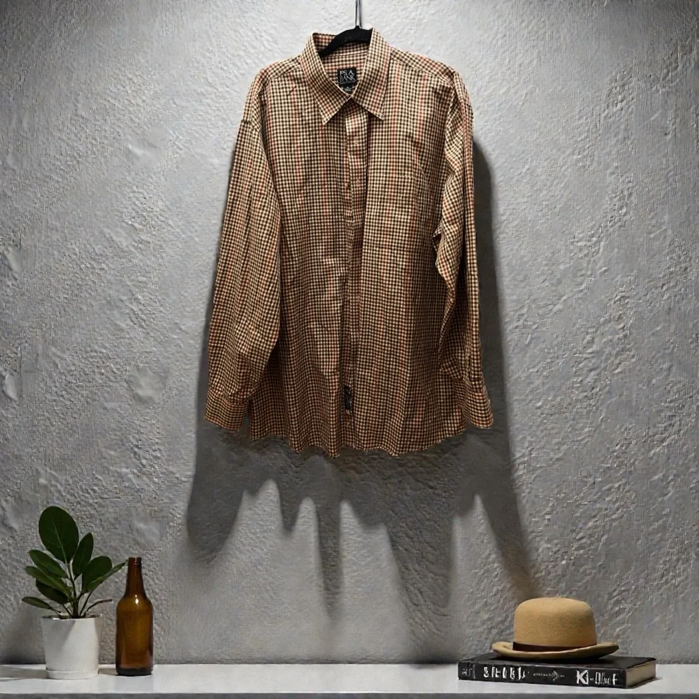 🥂Jos. A. Bank Tan and Black Checkered Shirt🥂 - Picture 2 of 4